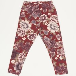 Brick red leggings with flowers print
