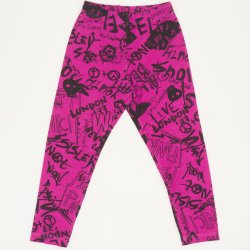 Magenta leggings with music print