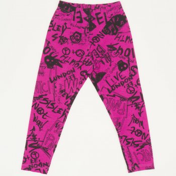 Magenta leggings with music print | liloo