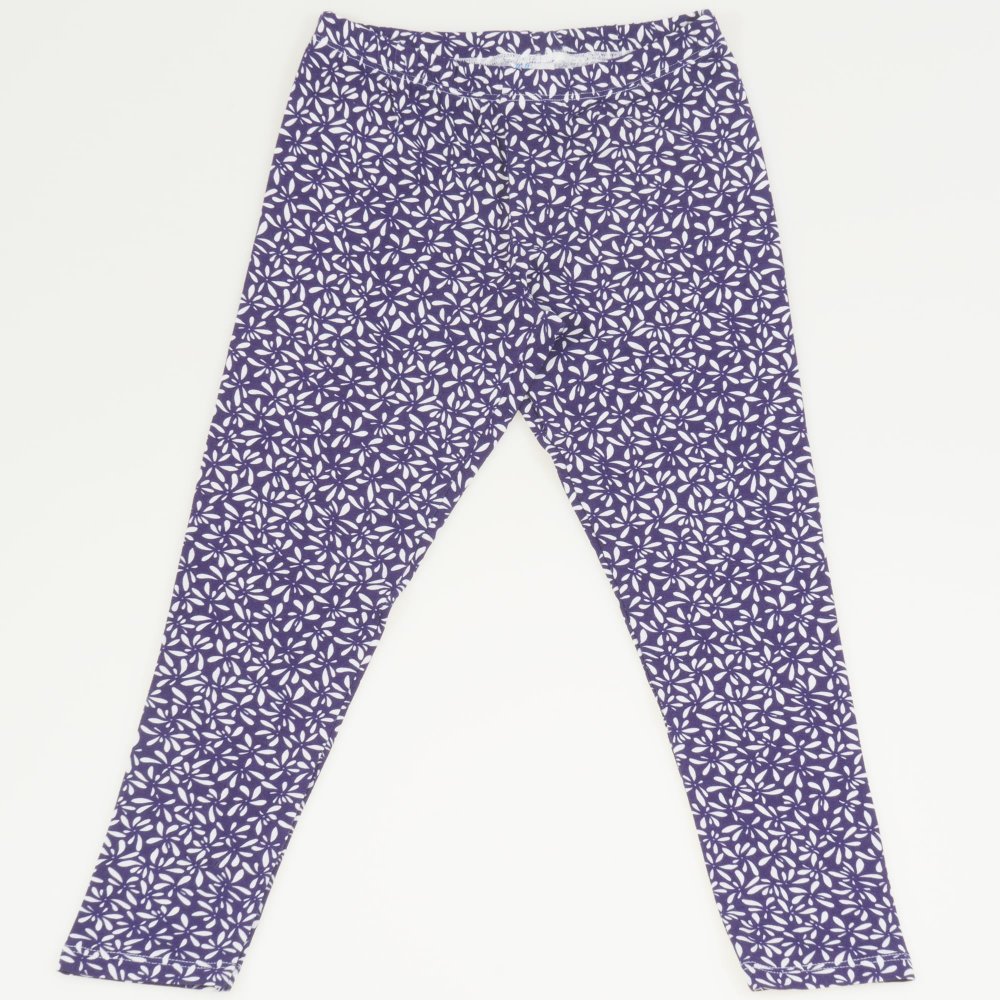 Purple leggings with white flowers print | liloo