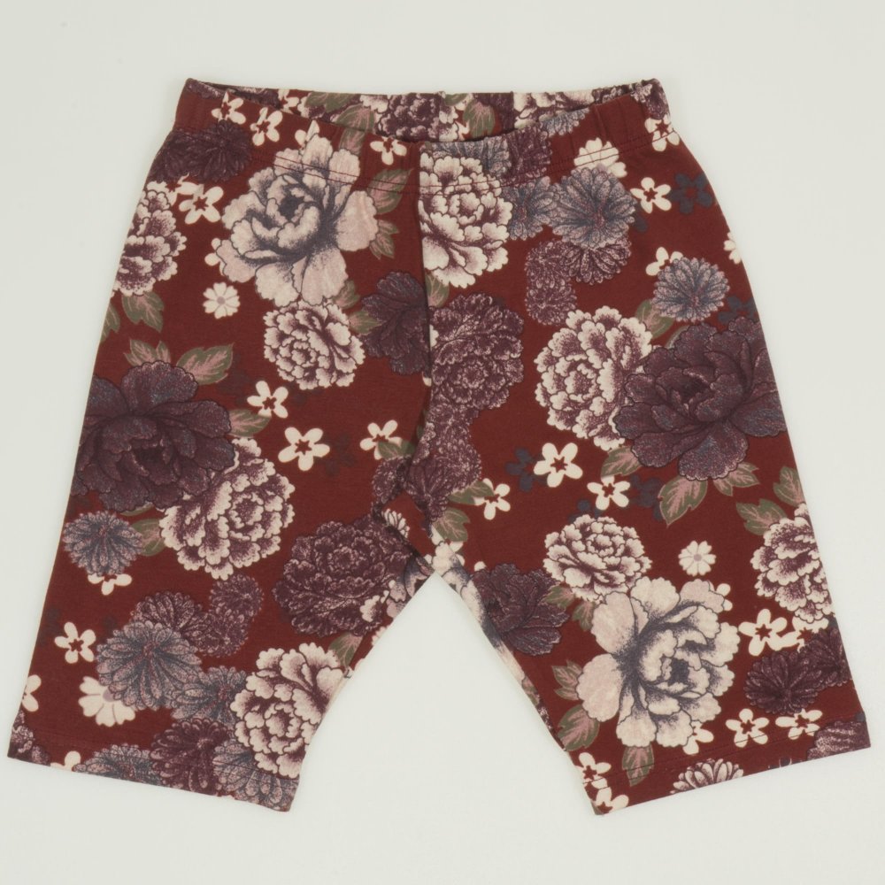 Brick red short leggings with flowers print | liloo