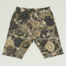 Olive green short leggings with flowers print