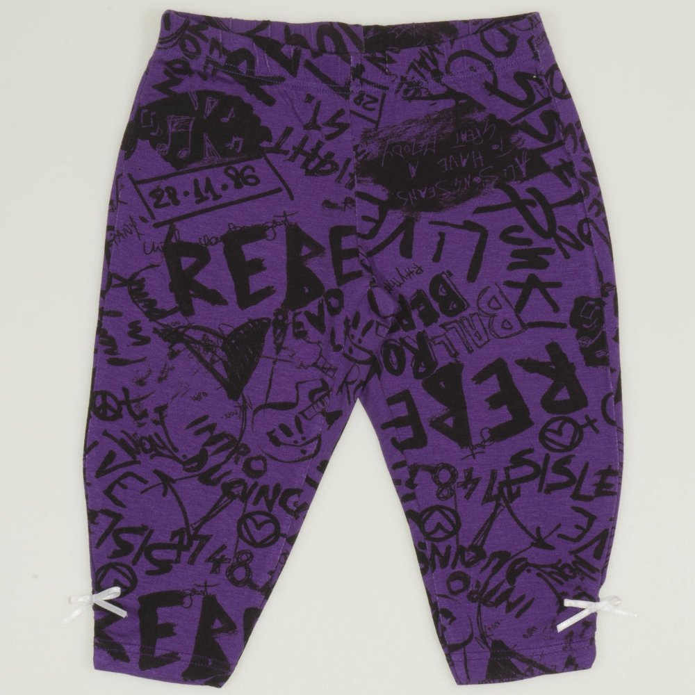 Purple capri leggings with music print | liloo