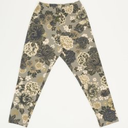 Olive green leggings with flowers print