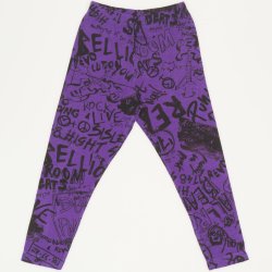 Purple leggings with music print