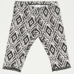 Capri leggings with geometric print and lace