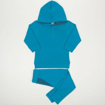 Enamel-blue suit with hoodie and thin joggers with round | liloo