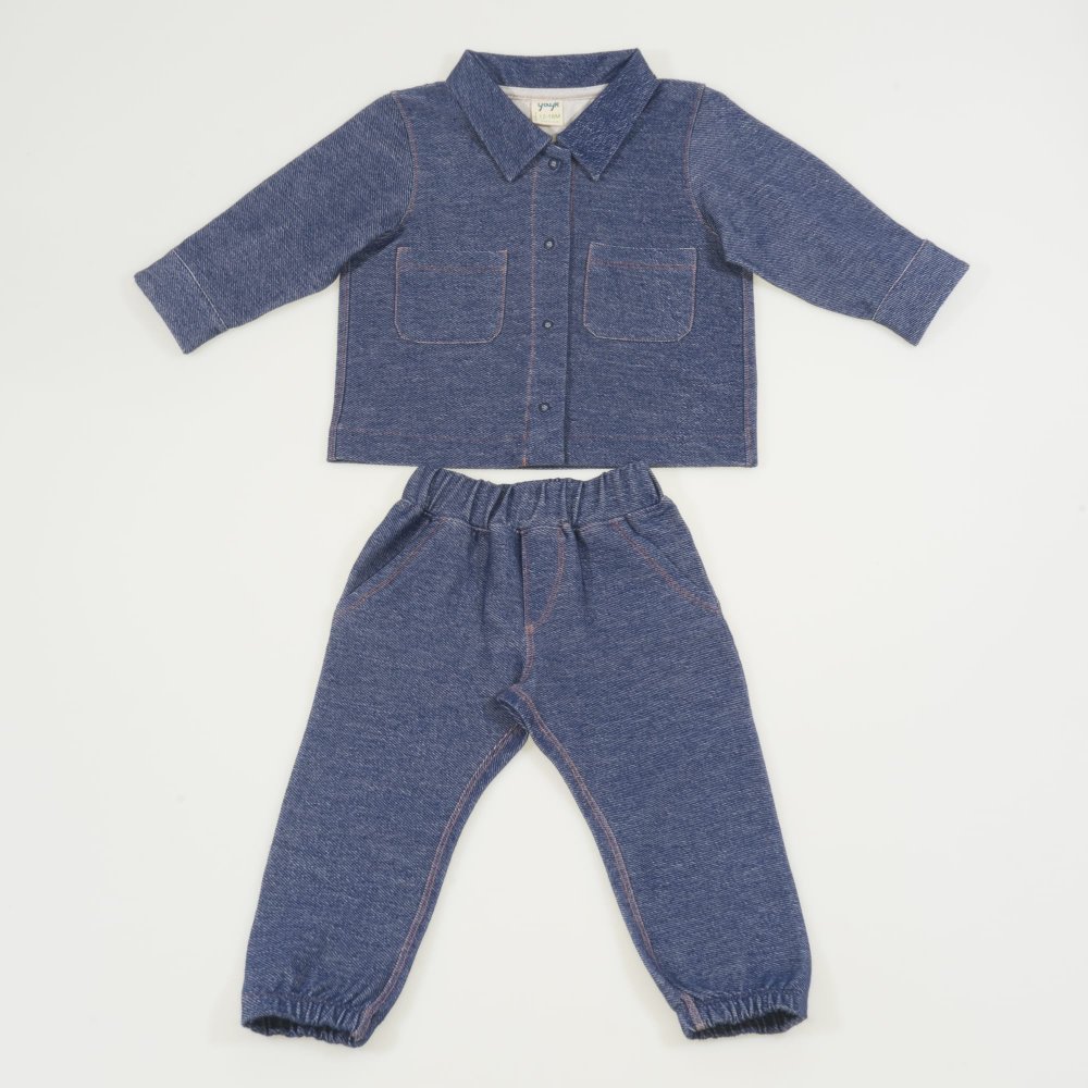 Blue nature organic cotton denim suit | liloo