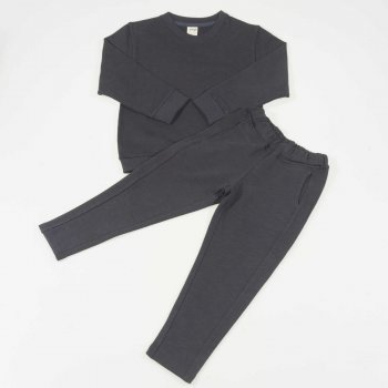 Costum trening bumbac organic gri petrol 