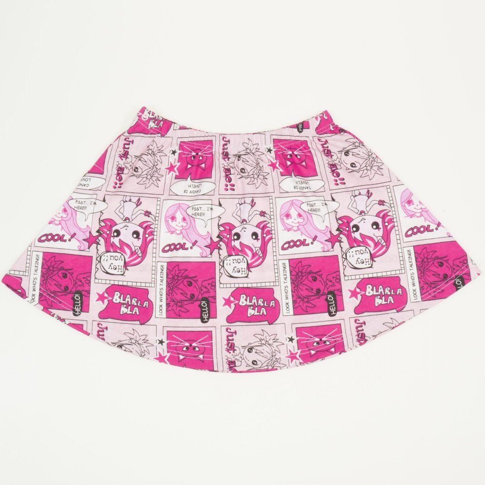 Pink & magenta skirt with "cool blablabla" allover print - liloo