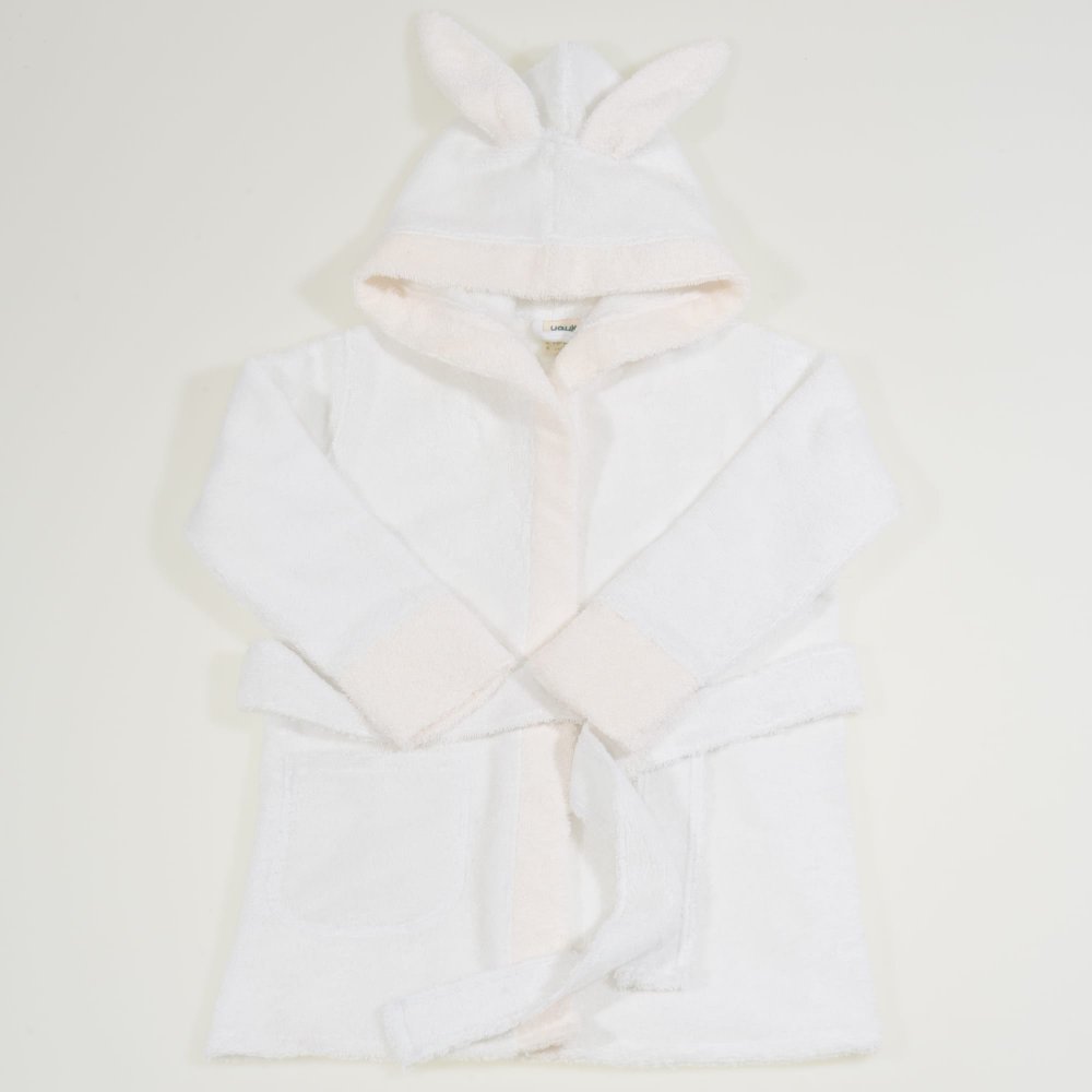 Fluffy white organic cotton bathrobe with ear | liloo