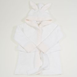 Fluffy white organic cotton bathrobe with ear