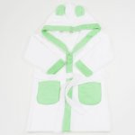 White and green organic cotton bathrobe | liloo