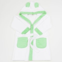 White and green organic cotton bathrobe