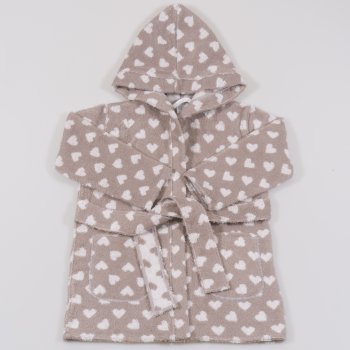 Brown bathrobe with hearts print