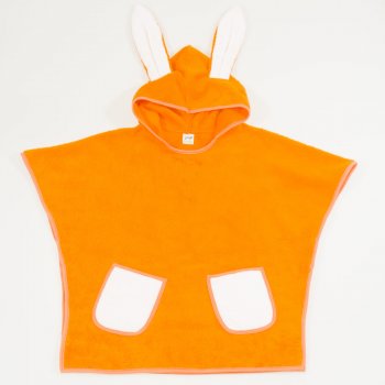 Organic cotton beach poncho for children - orange and white | liloo