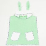 Organic cotton beach poncho for children - green and white | liloo