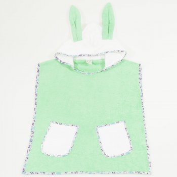 Organic cotton beach poncho for children - green and white | liloo