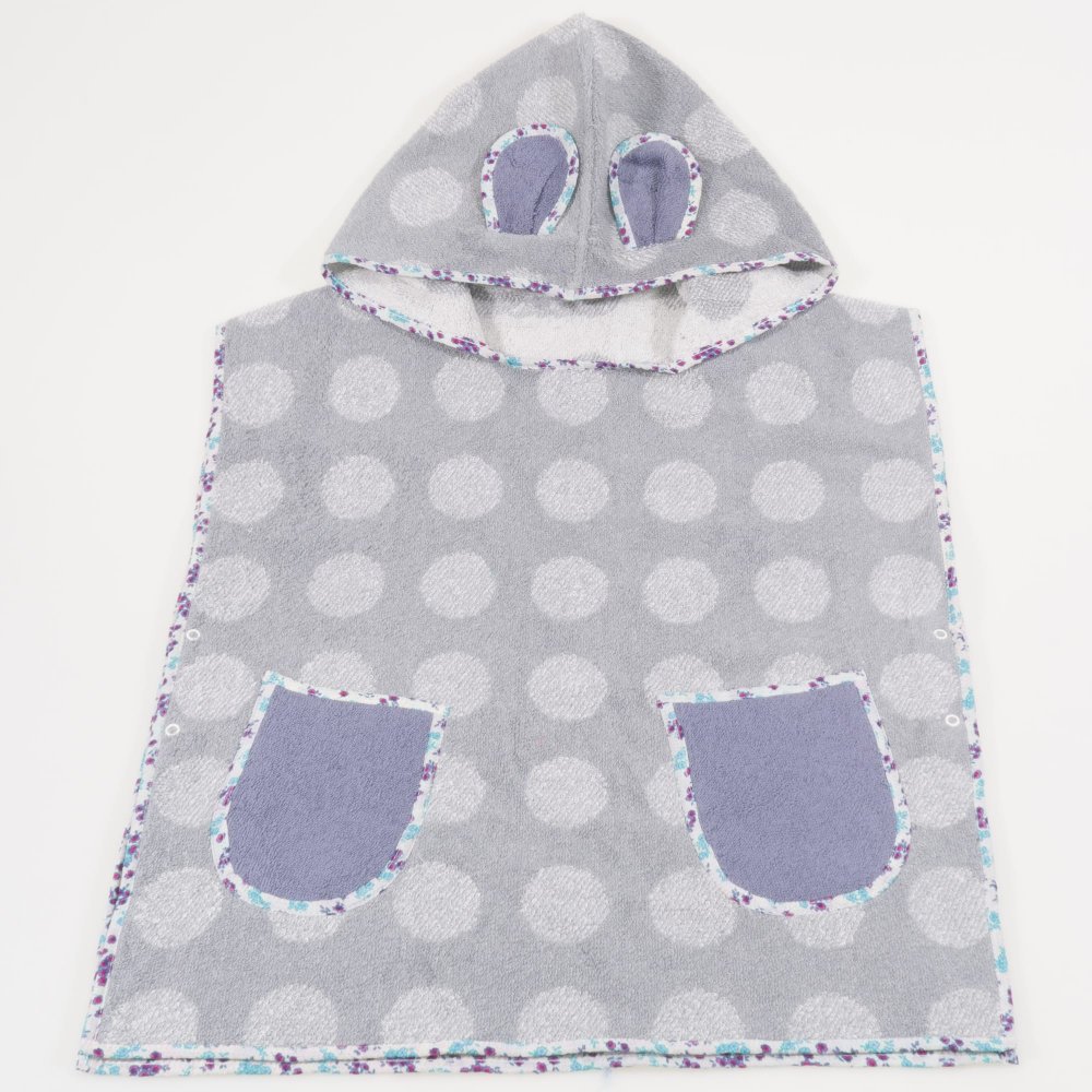 Children's beach poncho - gray with dots print | liloo