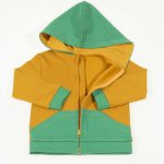 Hanorac gros vatuit cu fermoar galben mustar cu verde | liloo
