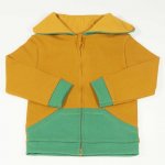 Hanorac gros vatuit cu fermoar galben mustar cu verde | liloo
