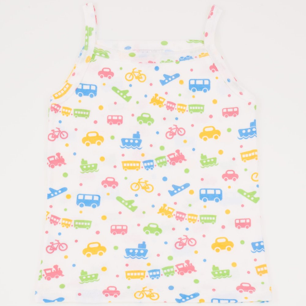 White girl tank undershirt with transport toys print | liloo