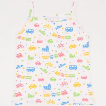 White girl tank undershirt with transport toys print | liloo