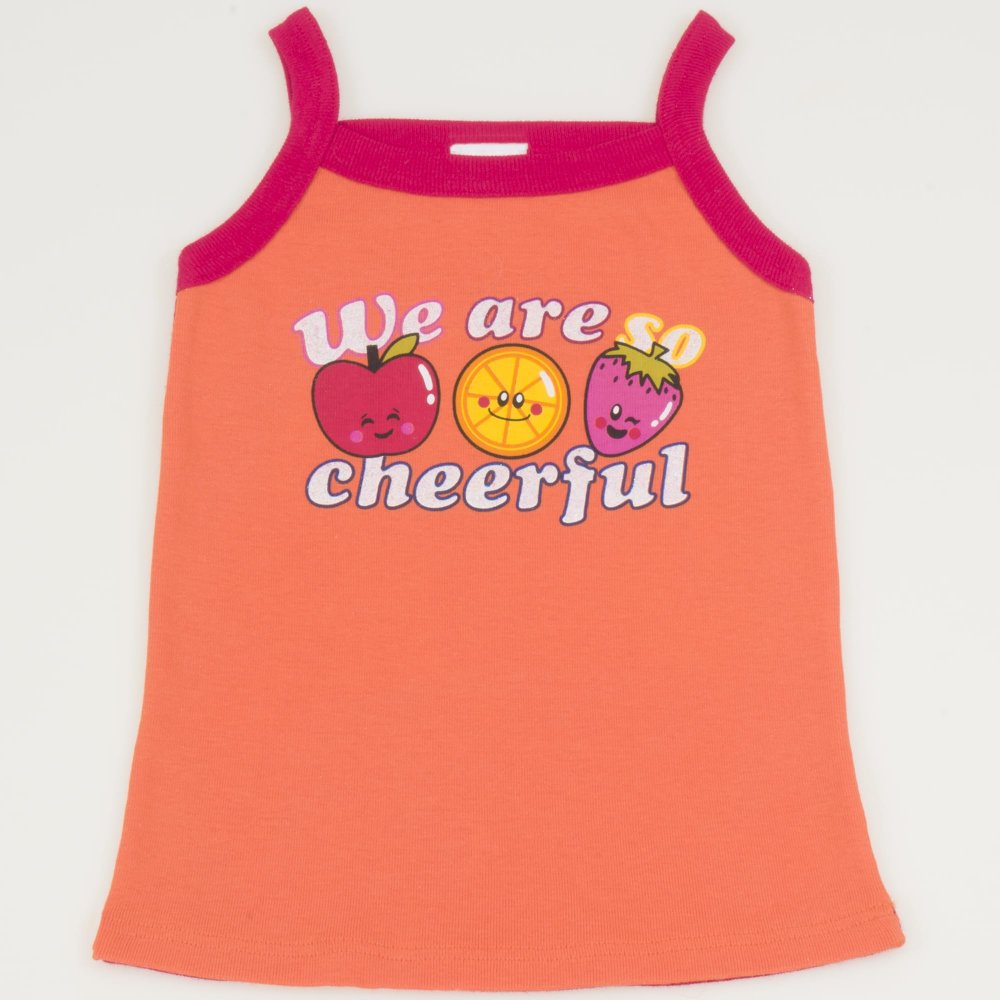 Orange and red tank undershirt for girls with fruit print | liloo