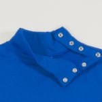 Blue organic cotton thick turtleneck - premium multilayer material | liloo