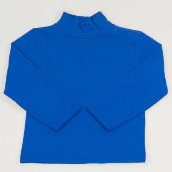 Blue organic cotton thick turtleneck - premium multilayer material