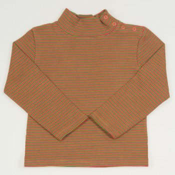 Brown organic cotton turtleneck with stripes print