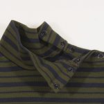 Dark blue thick turtleneck with khaki stripes - premium multilayer material | liloo