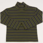 Dark blue thick turtleneck with khaki stripes - premium multilayer material | liloo