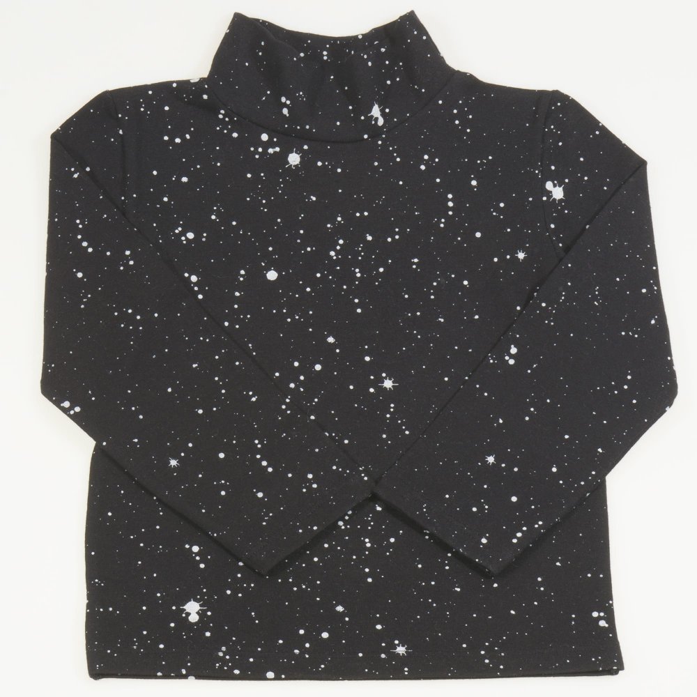 Black turtleneck with white splashes print| liloo