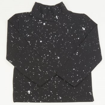 Black turtleneck with white splashes print