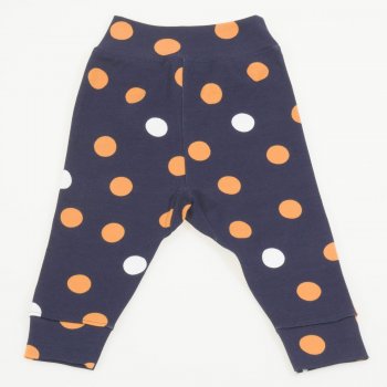 Navy organic cotton cuff pants with polka dots