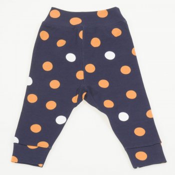 Pantaloni cu manseta bumbac organic bleumarin cu buline