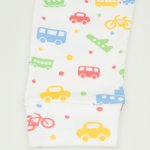 White babysoft trousers with transport toys print | liloo