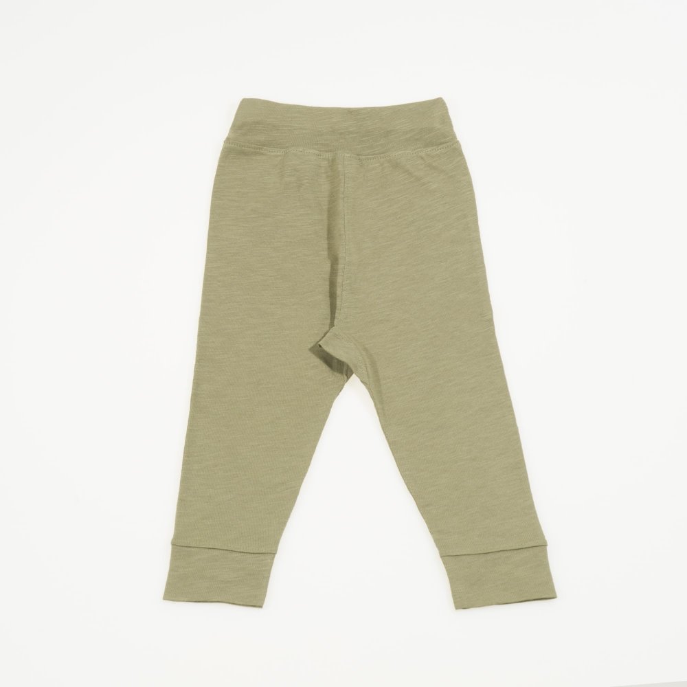 Pantaloni de casa cu manseta (izmene copii) bumbac organic kaki | liloo