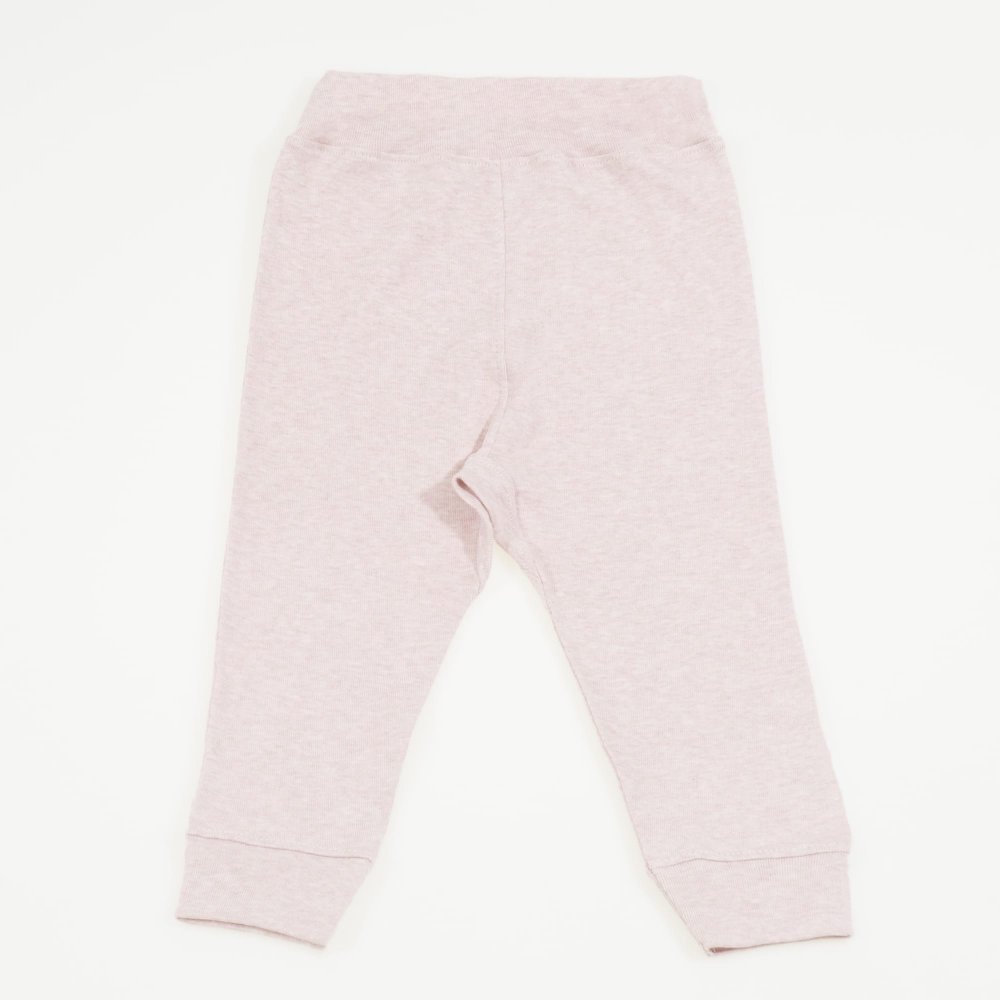 Pantaloni de casa cu manseta (izmene copii) bumbac organic roz melange | liloo