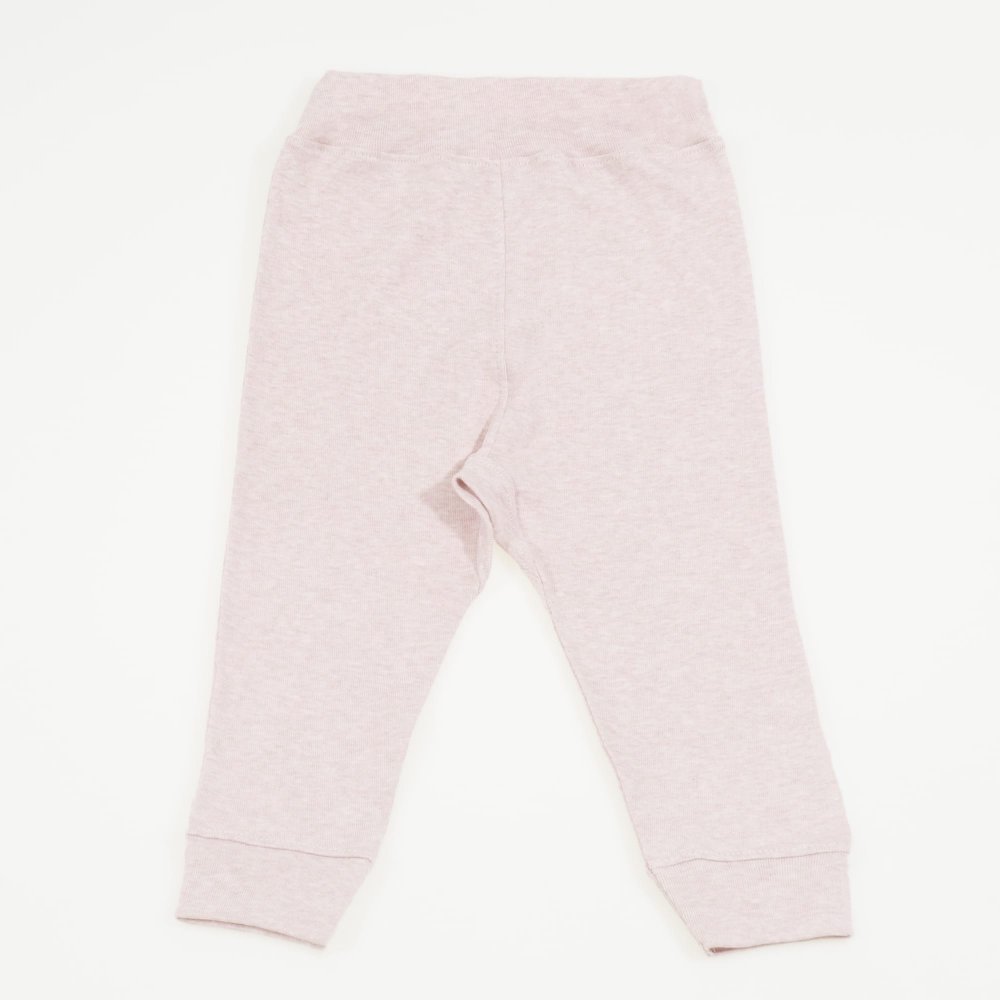 Pink melange organic cotton babysoft trousers | liloo