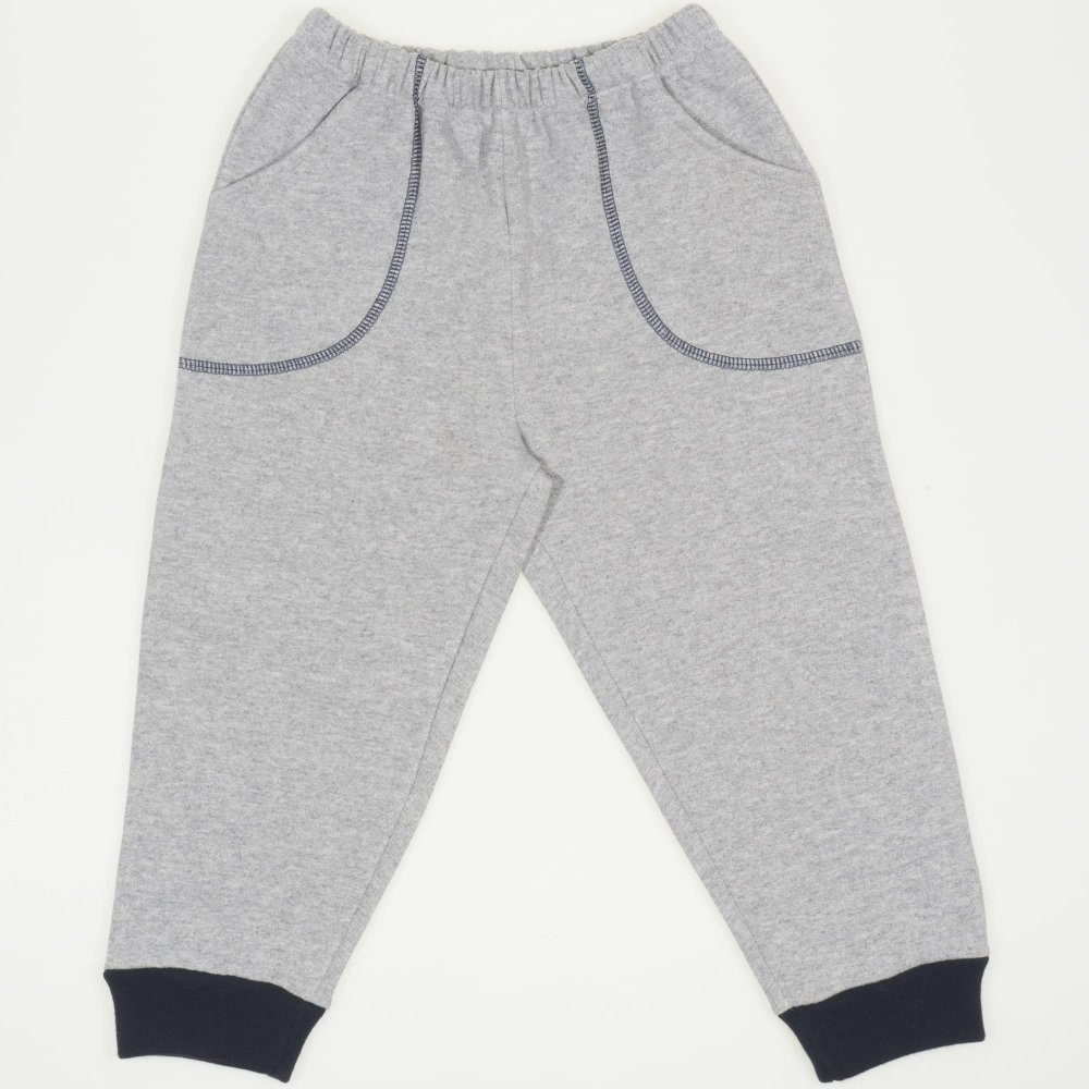 Thick gray joggers - navy cuffs with pocket | liloo