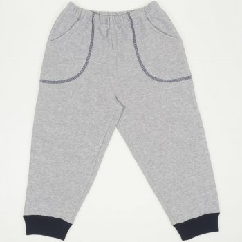 Thick gray joggers - navy cuffs with pocket