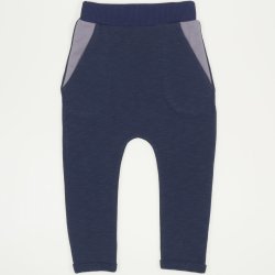 Dark blue thin joggers with round