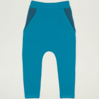 Enamel blue thin joggers with round