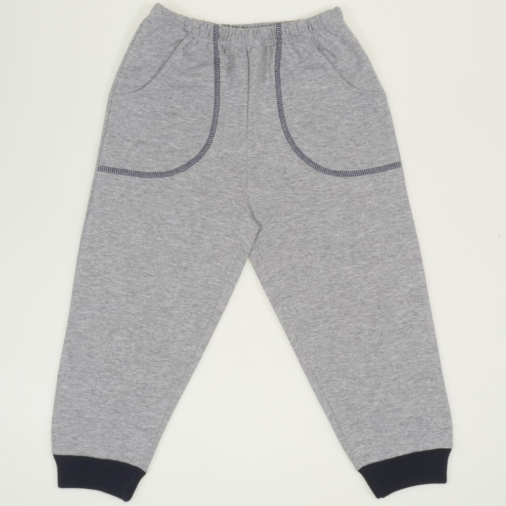 Grey joggers with pockets (navy blue cuffs) | liloo