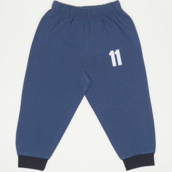 Pantaloni trening bleumarin deschis cu imprimeu "11" | liloo