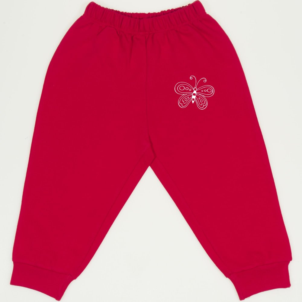 Red thin pull-on pants with butterfly print | liloo