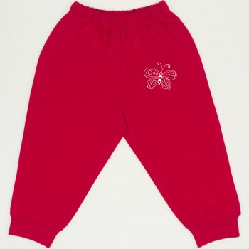 Pantaloni trening subțiri roșii imprimeu fluturaș | liloo