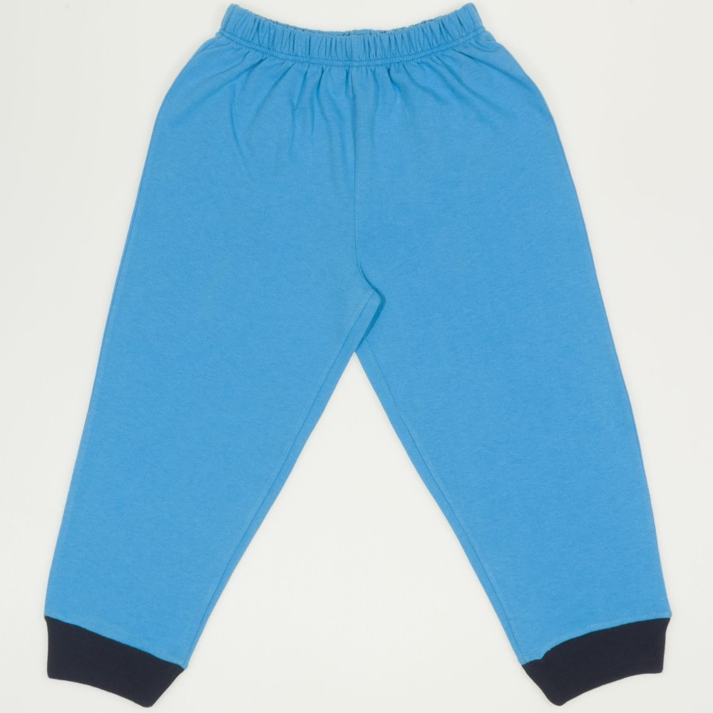 Turquoise pull-on pants (navy blue cuffs) | liloo